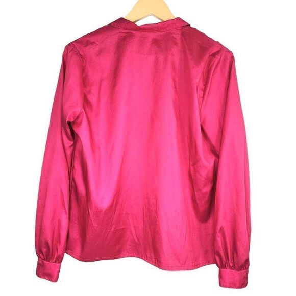 Langtry Vintage Solid Silky Buttondown Top Size M - Picture 5 of 7